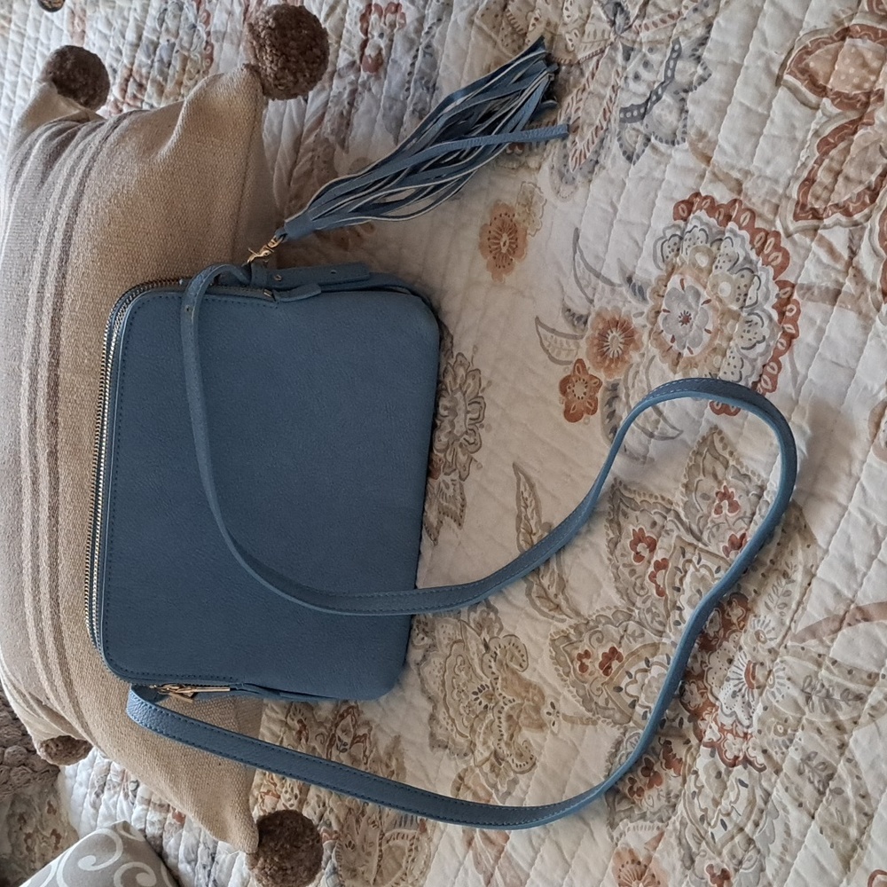 NWOT Light blue leather crossbody purse